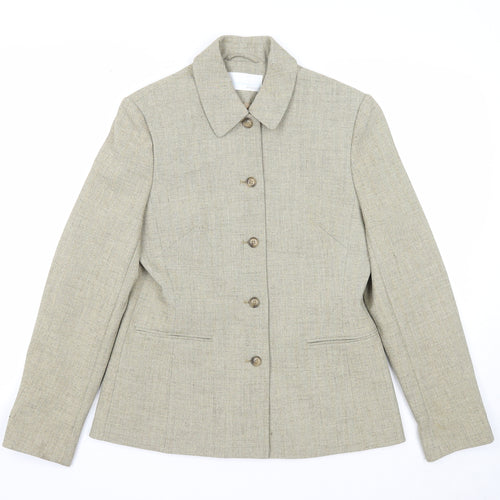 AMARANTO Womens Beige Jacket Blazer Size 10 Button
