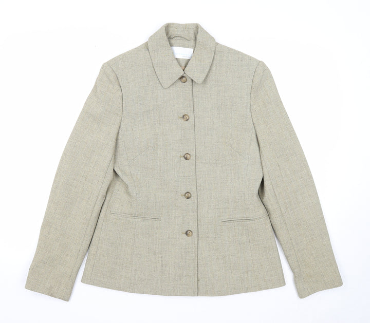 AMARANTO Womens Beige Jacket Blazer Size 10 Button