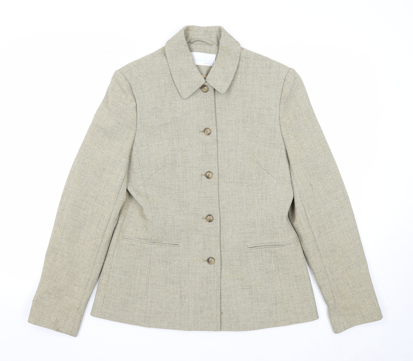 AMARANTO Womens Beige Jacket Blazer Size 10 Button