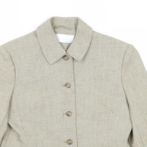 AMARANTO Womens Beige Jacket Blazer Size 10 Button