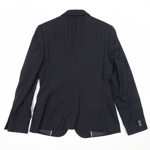 NEXT Womens Blue Striped Wool Jacket Blazer Size 8