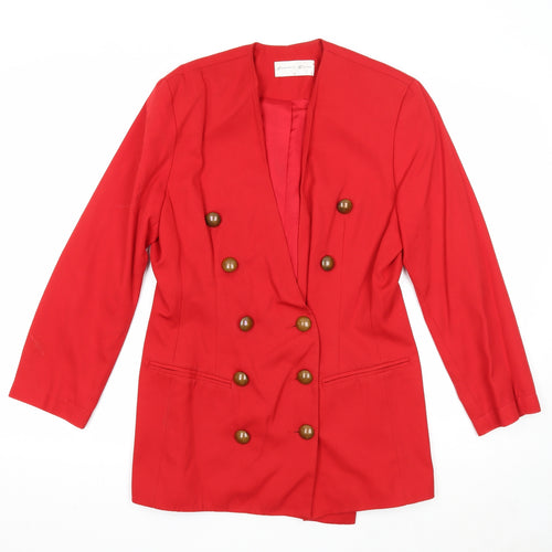 Charlotte Halton Womens Red Jacket Blazer Size 10 Button