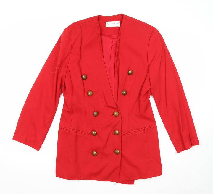 Charlotte Halton Womens Red Jacket Blazer Size 10 Button