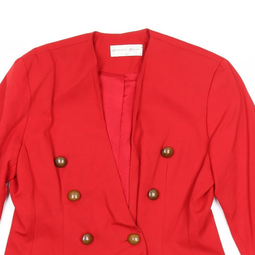 Charlotte Halton Womens Red Jacket Blazer Size 10 Button