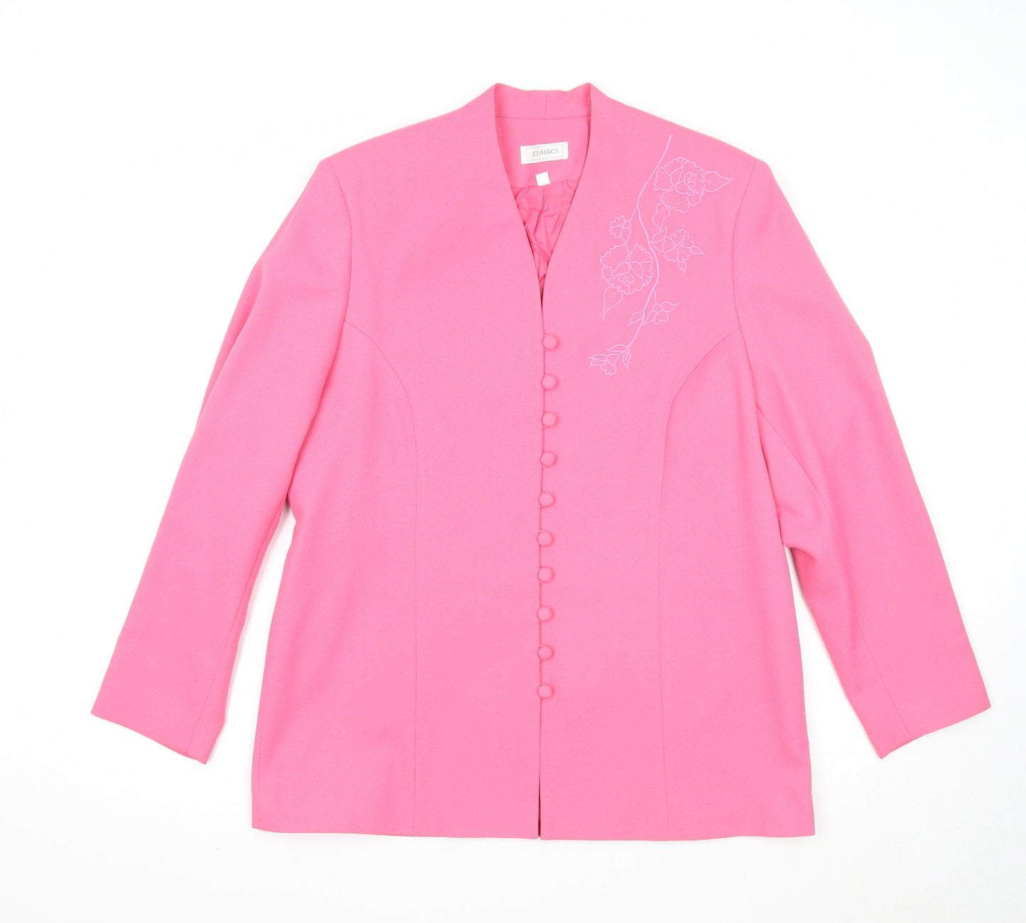 Classics Womens Pink Jacket Blazer Size 16 Button