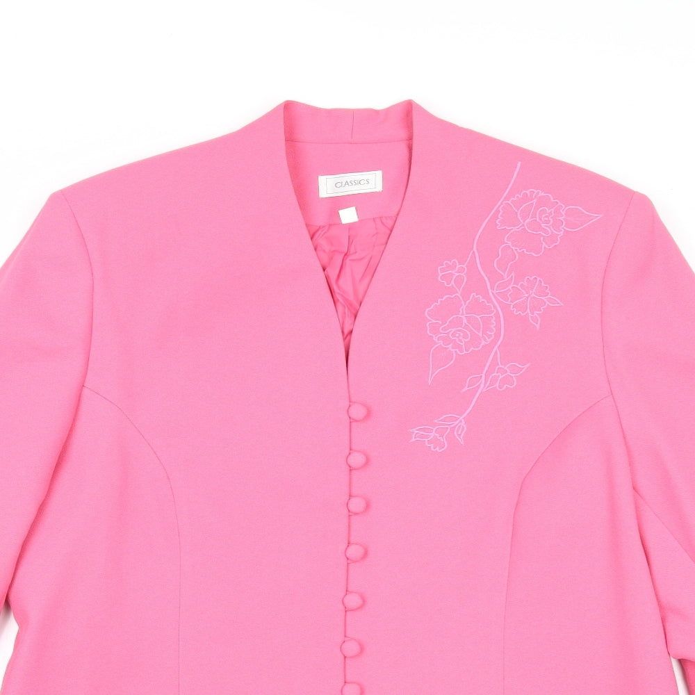 Classics Womens Pink Jacket Blazer Size 16 Button
