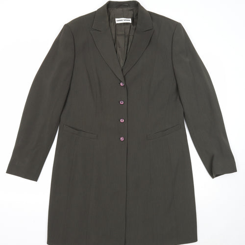 Gerry Weber Womens Green Overcoat Coat Size 14 Button