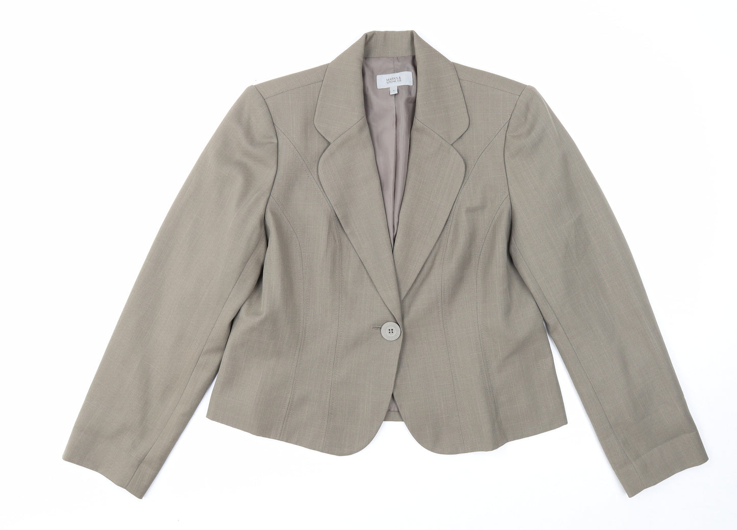 Marks and Spencer Womens Grey Jacket Blazer Size 16 Button