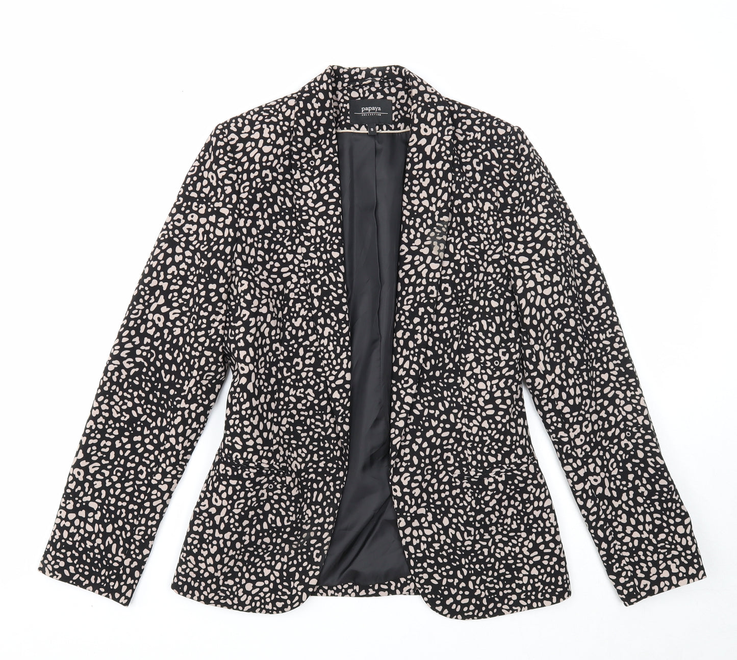 Papaya Womens Black Geometric Jacket Blazer Size 18