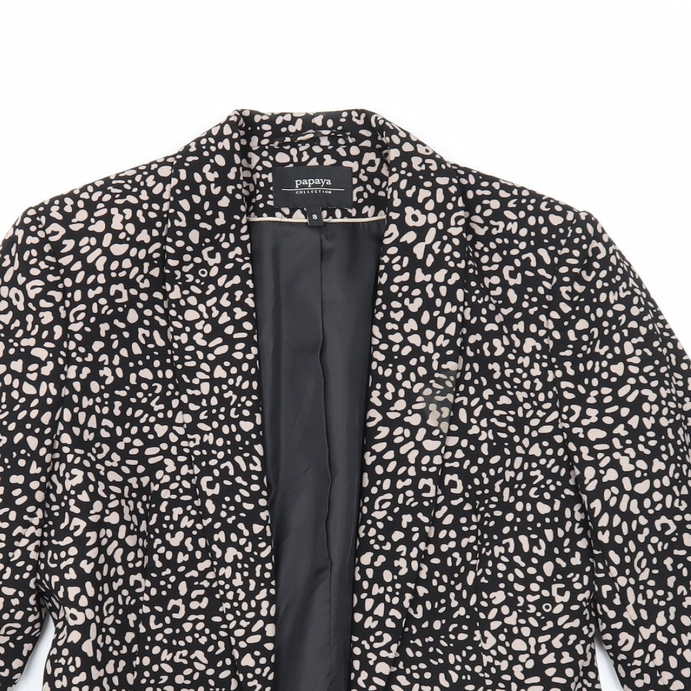 Papaya Womens Black Geometric Jacket Blazer Size 18