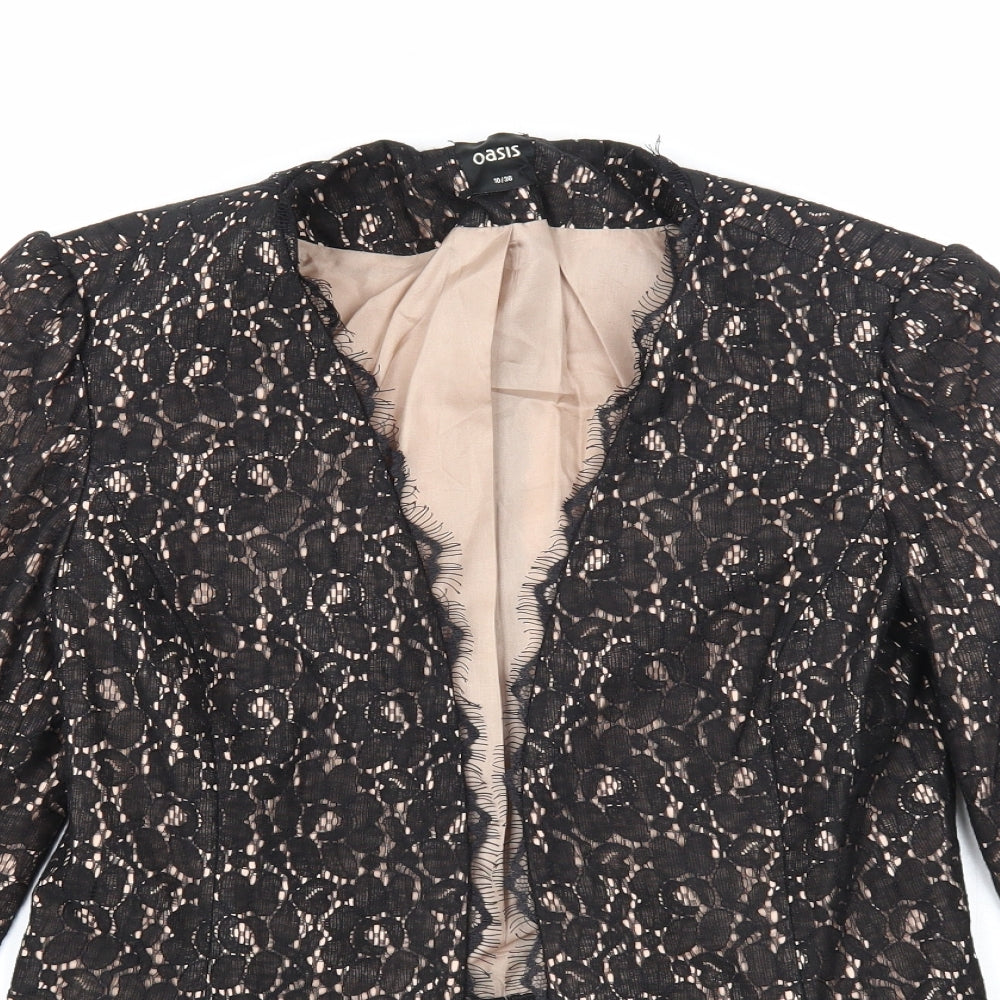 Oasis Womens Black Geometric Jacket Blazer Size 10