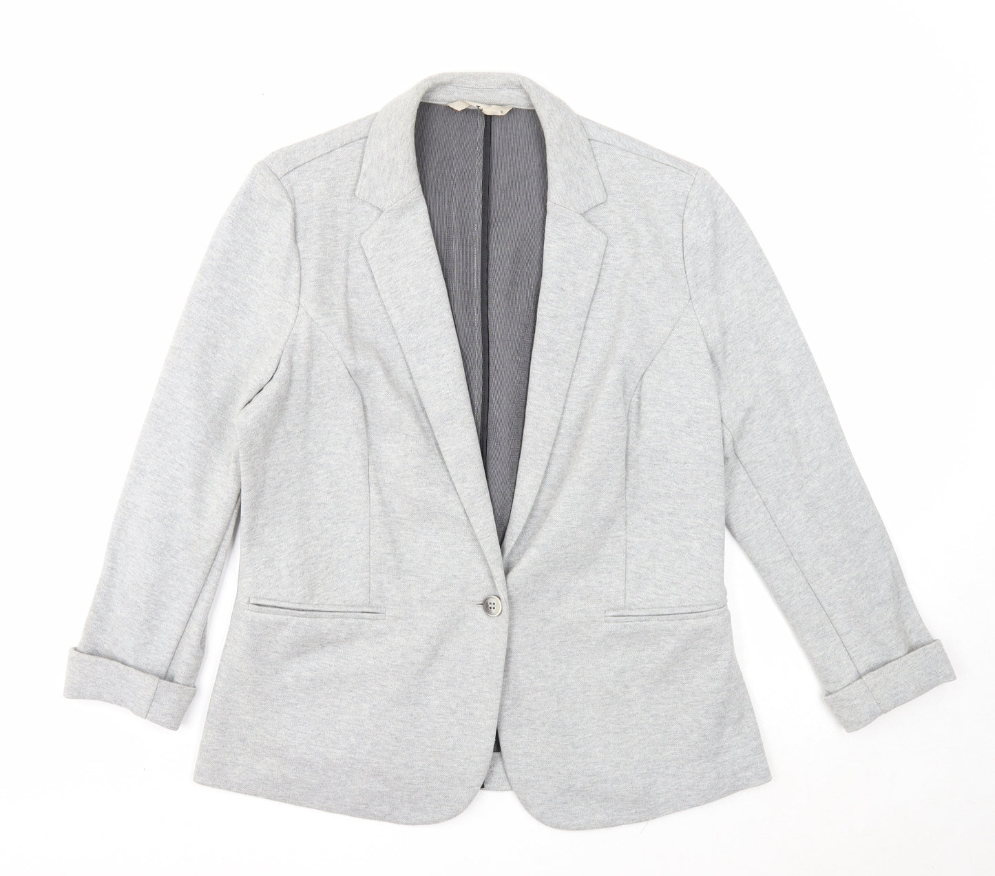 TU Womens Grey Striped Jacket Blazer Size 16 Button