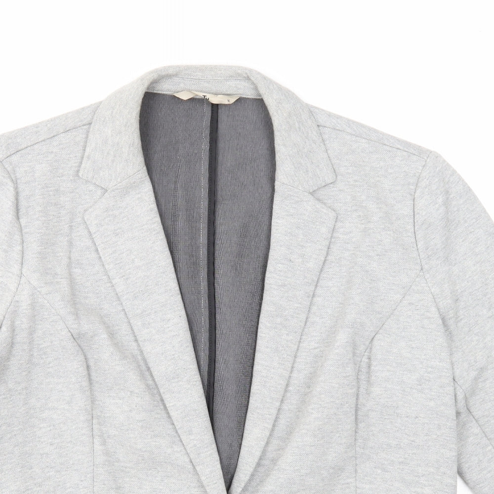 TU Womens Grey Striped Jacket Blazer Size 16 Button