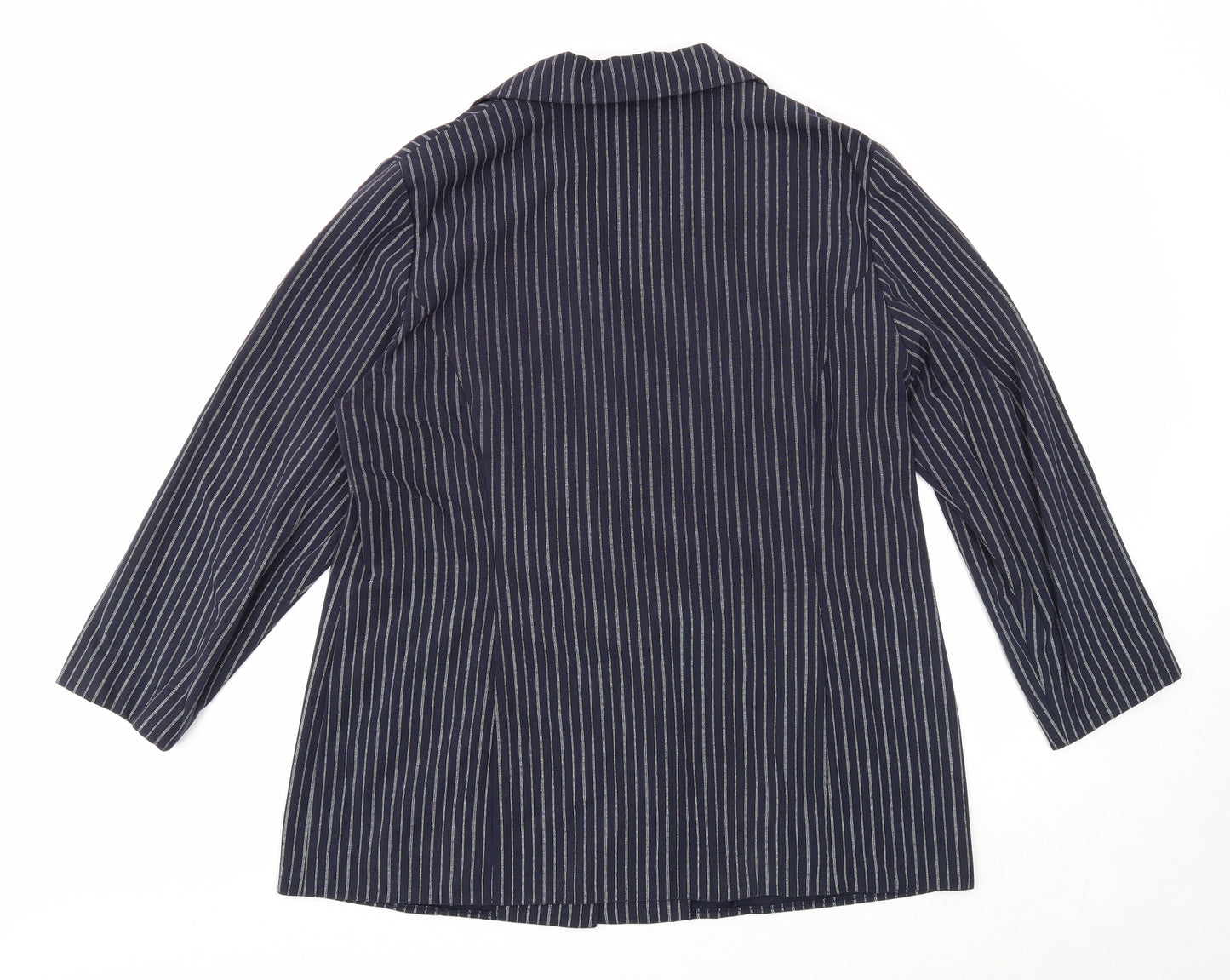 essence Womens Blue Striped Jacket Blazer Size 20 Button