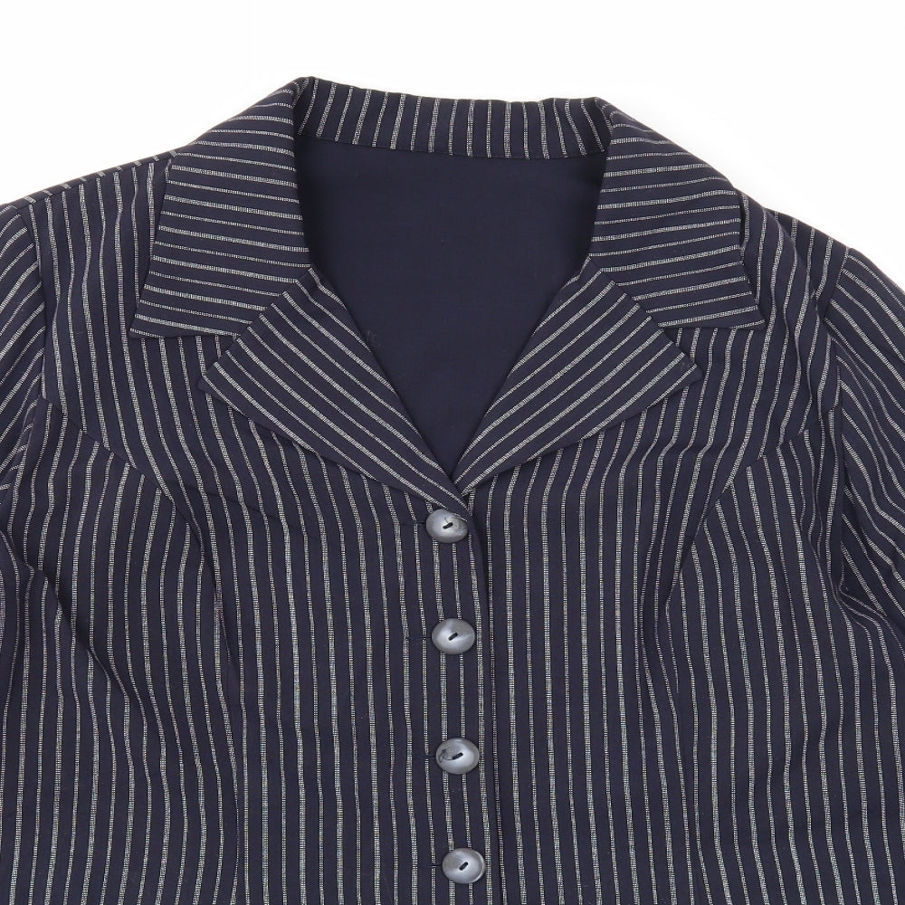 essence Womens Blue Striped Jacket Blazer Size 20 Button