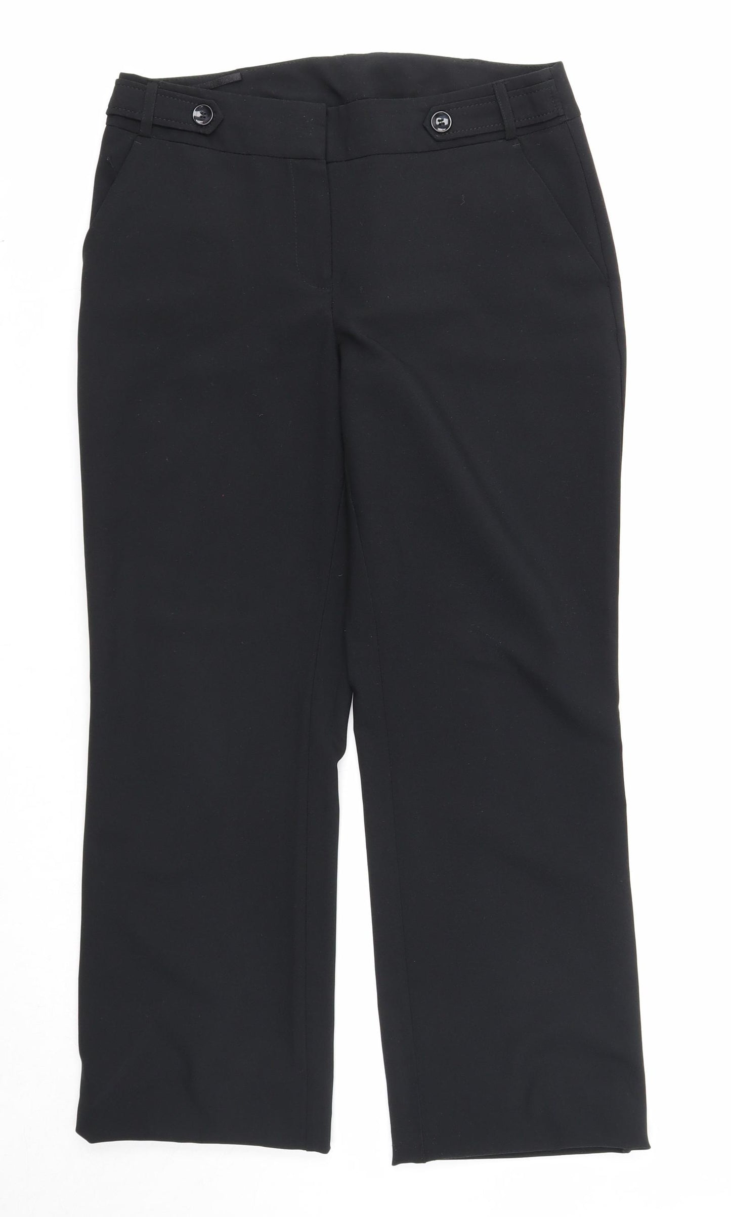 Dorothy Perkins Womens Black Polyester Trousers Size 10 Regular Zip