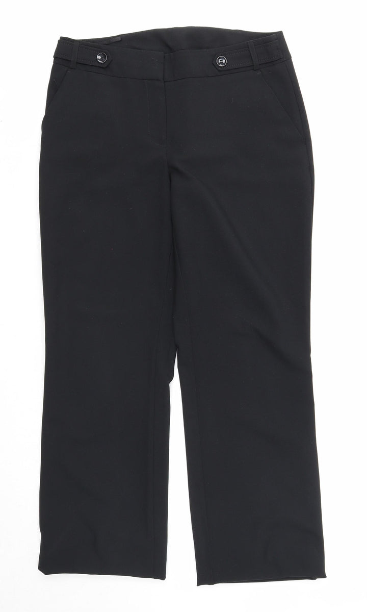 Dorothy Perkins Womens Black Polyester Trousers Size 10 Regular Zip