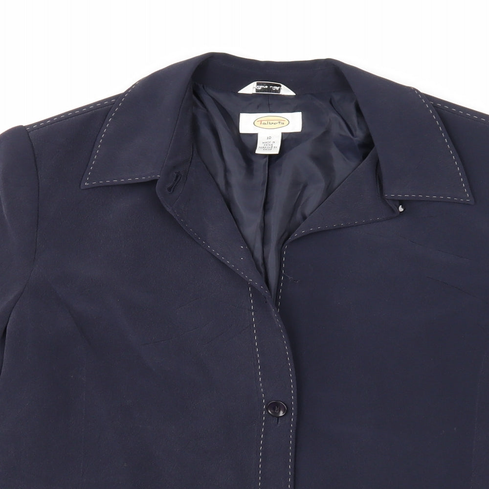 Talbots Womens Blue Jacket Blazer Size 10 Button