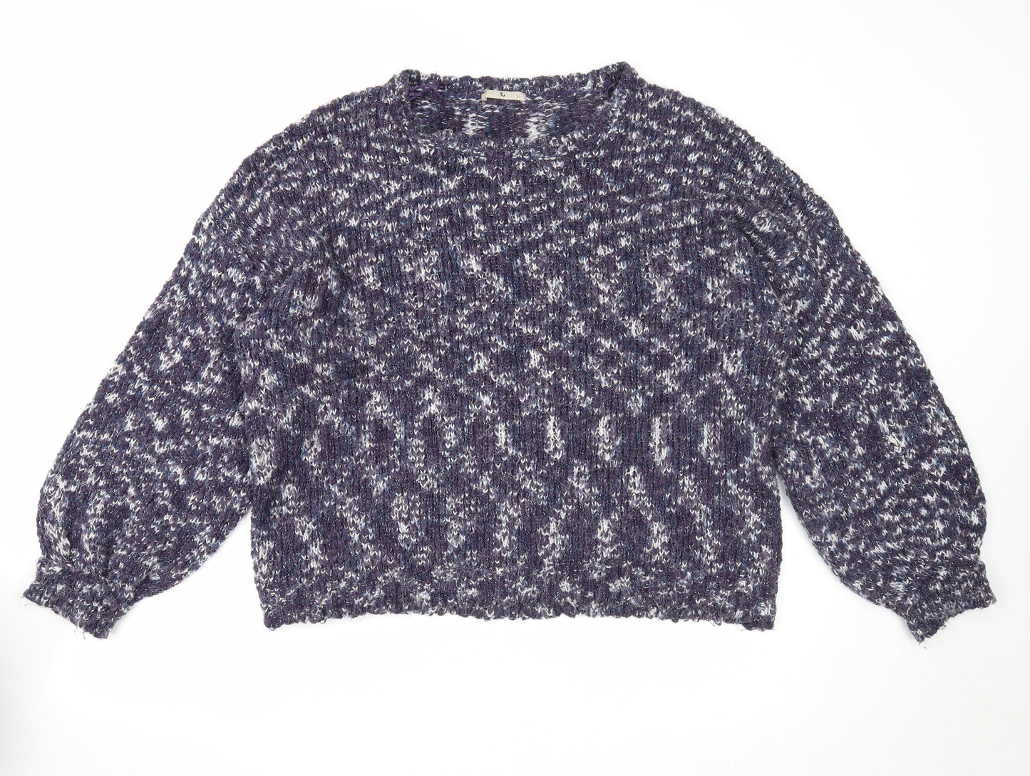 TU Womens Purple Boat Neck Acrylic Pullover Jumper Size 22