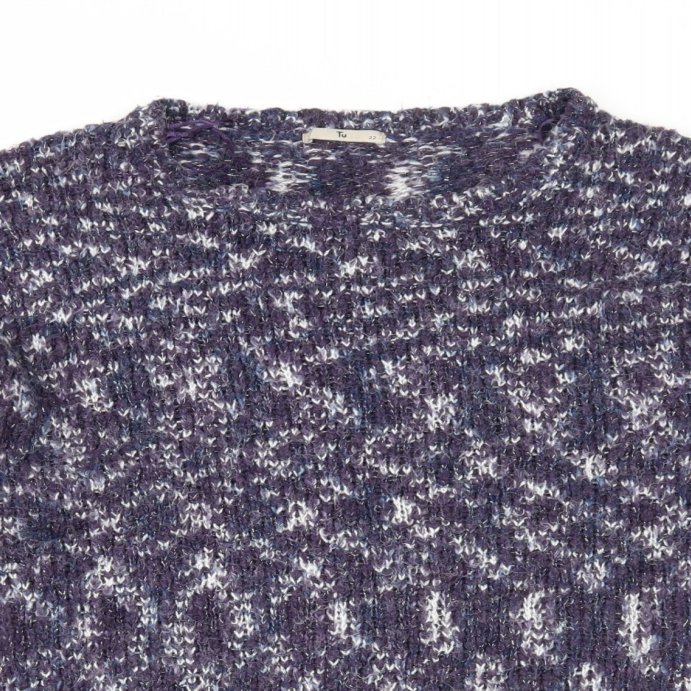 TU Womens Purple Boat Neck Acrylic Pullover Jumper Size 22