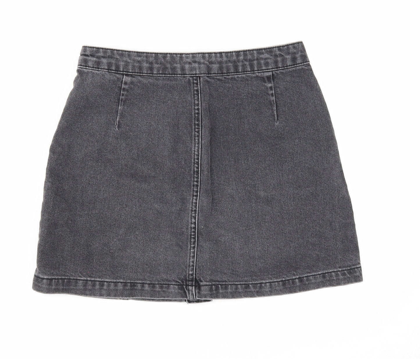 Topshop Womens Black Cotton Mini Skirt Size 28 in Button