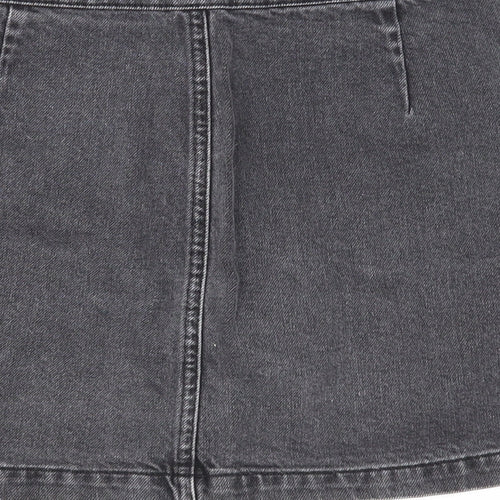 Topshop Womens Black Cotton Mini Skirt Size 28 in Button