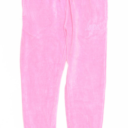 Hype Girls Pink Cotton Jogger Trousers Size 13 Years Regular Drawstring