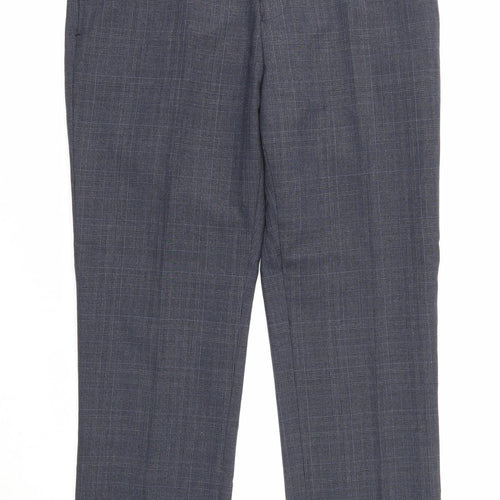 NEXT Mens Blue Plaid Polyester Dress Pants Trousers Size 32 in L33 in Regular Zip