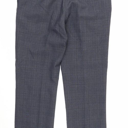 NEXT Mens Blue Plaid Polyester Dress Pants Trousers Size 32 in L33 in Regular Zip