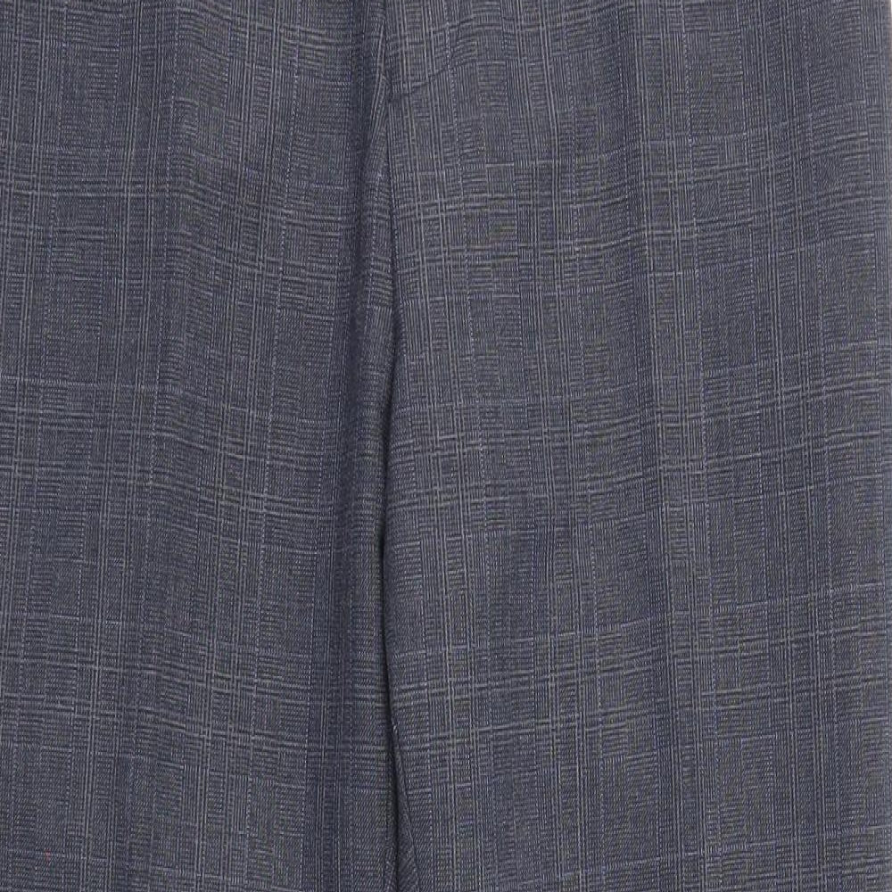 NEXT Mens Blue Plaid Polyester Dress Pants Trousers Size 32 in L33 in Regular Zip