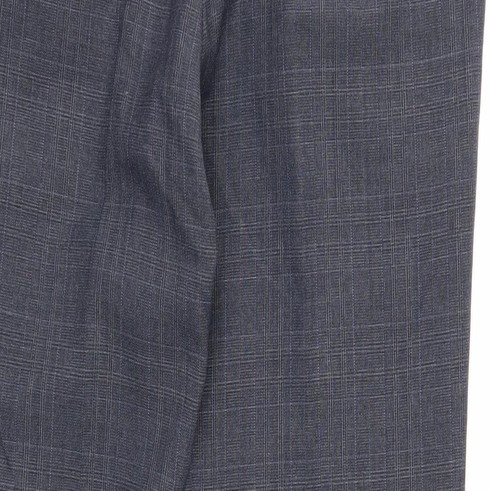 NEXT Mens Blue Plaid Polyester Dress Pants Trousers Size 32 in L33 in Regular Zip