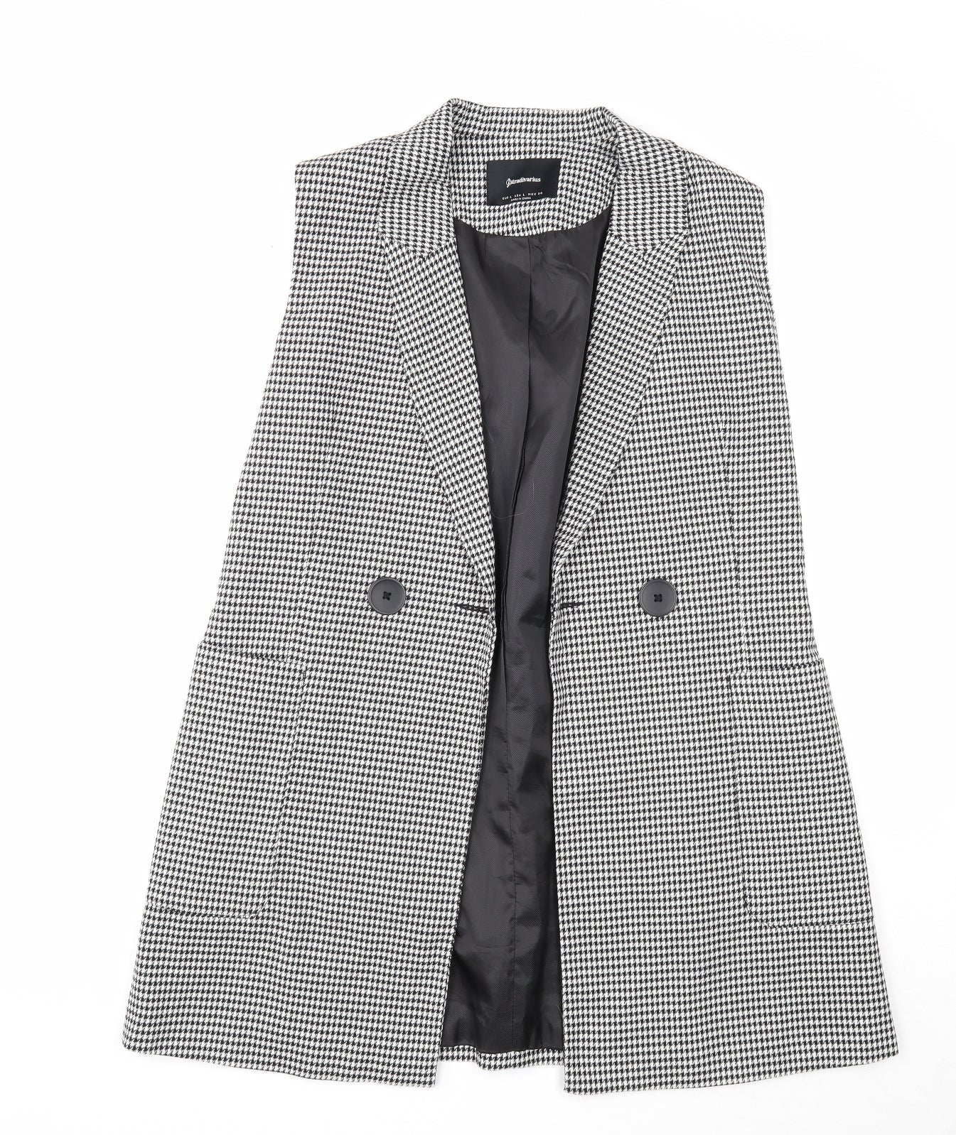 Stradivarius Womens Black Geometric Jacket Waistcoat Size L