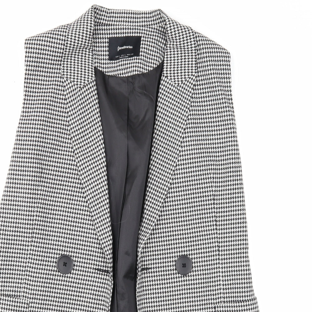 Stradivarius Womens Black Geometric Jacket Waistcoat Size L