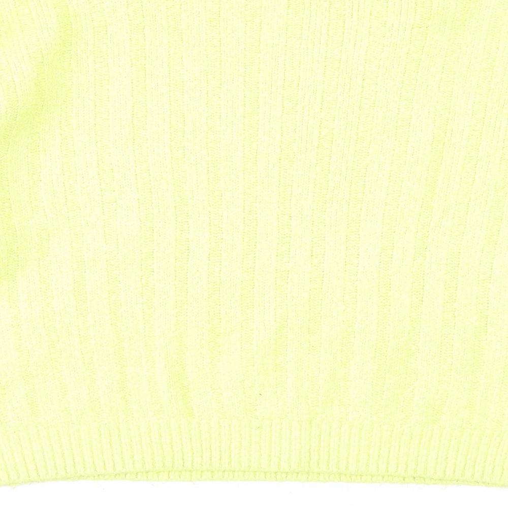 F&F Womens Yellow Round Neck Acrylic Pullover Jumper Size 12 - Cropped