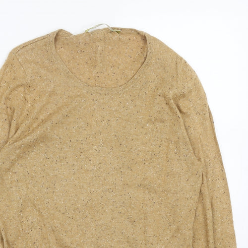 NEXT Womens Beige Scoop Neck Acrylic Pullover Jumper Size 12