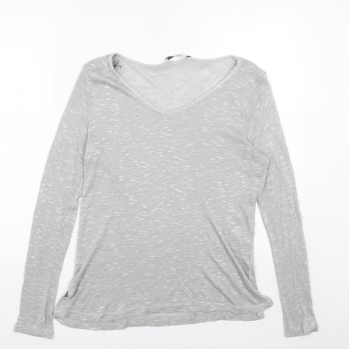 George Womens Silver V-Neck Acrylic Pullover Jumper Size 12