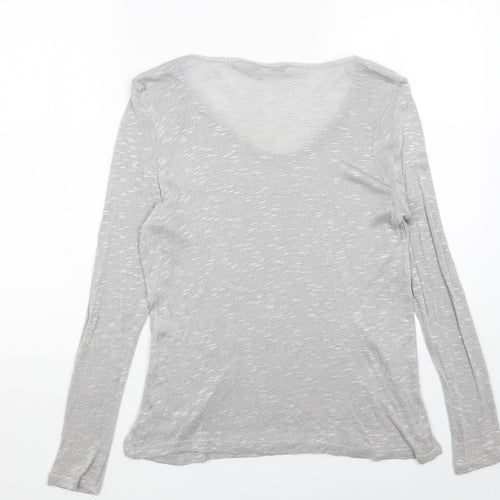 George Womens Silver V-Neck Acrylic Pullover Jumper Size 12