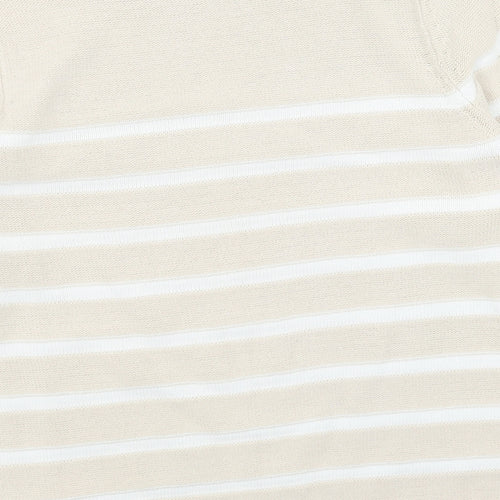 BHS Womens Beige Boat Neck Striped Acrylic Pullover Jumper Size S