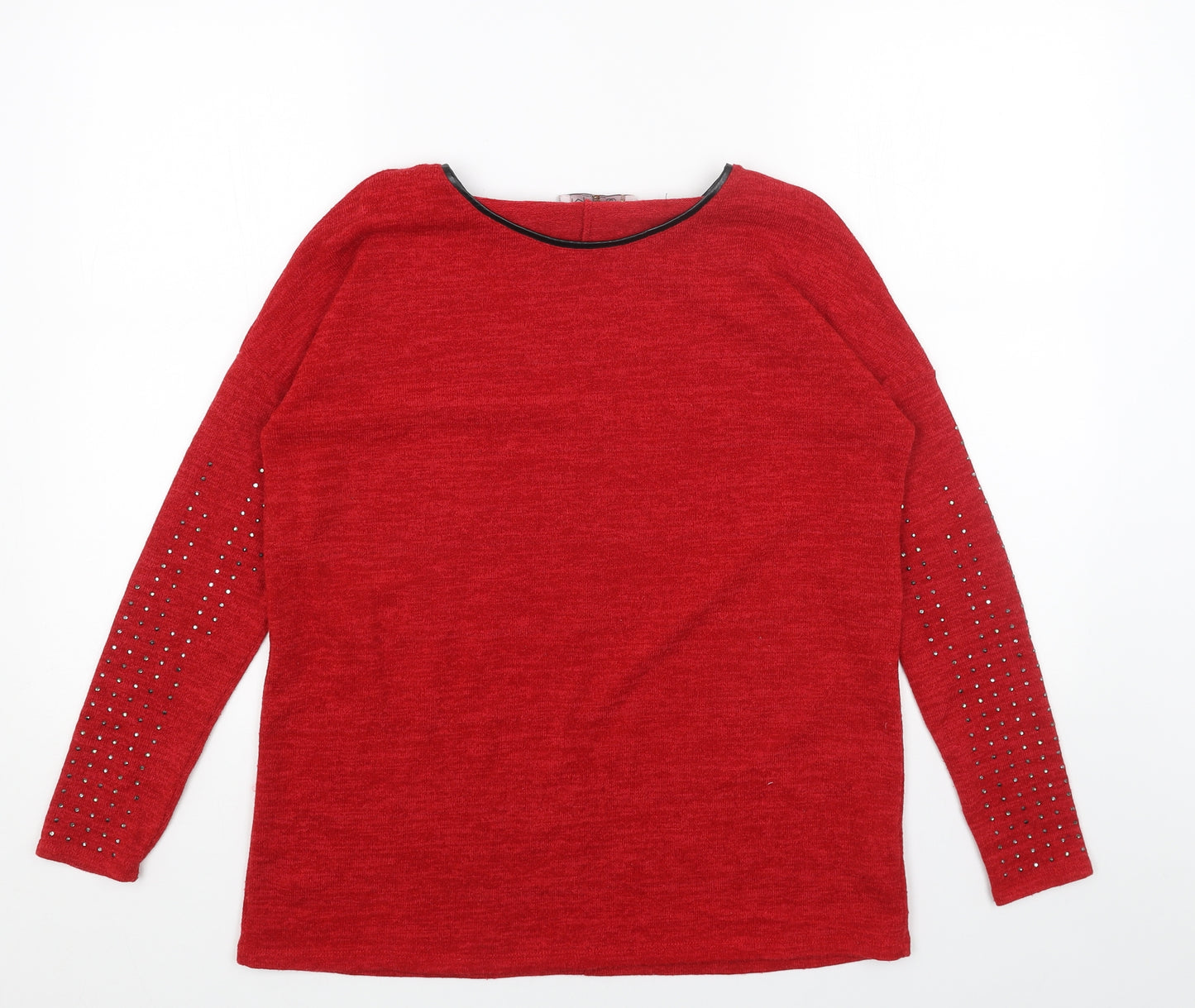 M&W Womens Red Round Neck Acrylic Pullover Jumper Size S