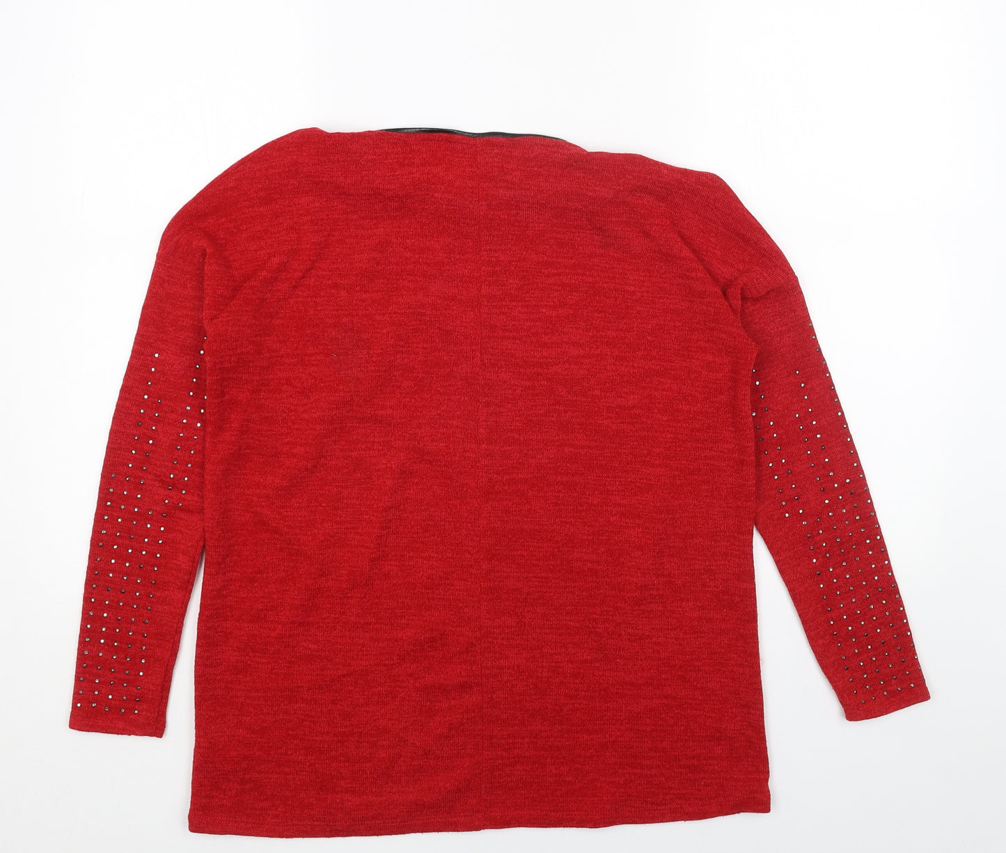 M&W Womens Red Round Neck Acrylic Pullover Jumper Size S