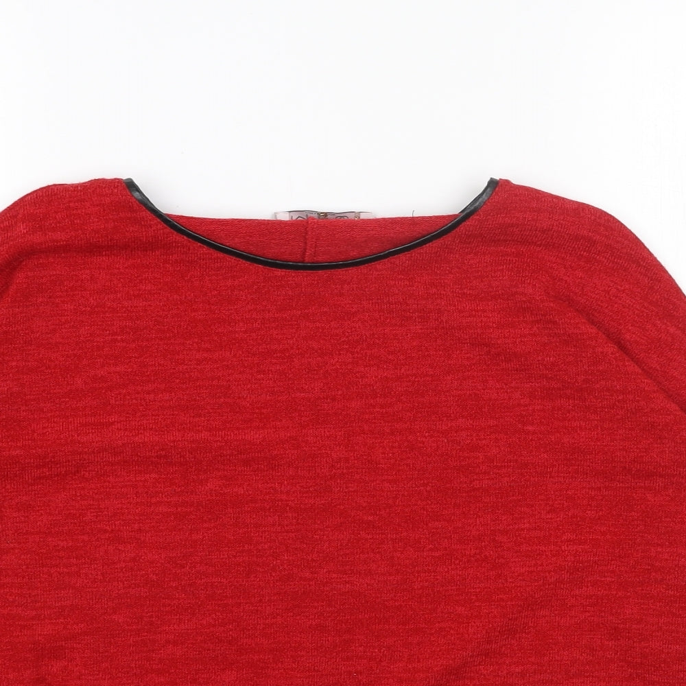 M&W Womens Red Round Neck Acrylic Pullover Jumper Size S