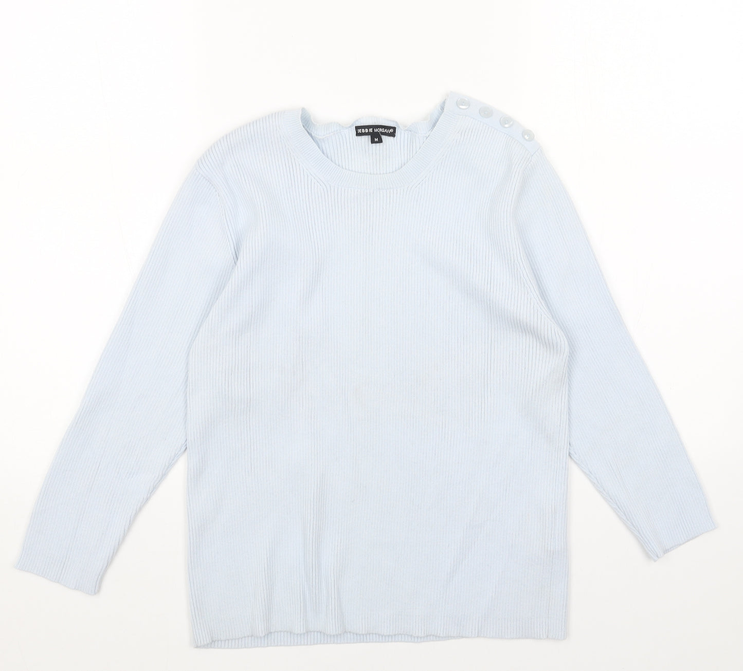 Debbie Morgan Womens Blue Round Neck Acrylic Pullover Jumper Size M