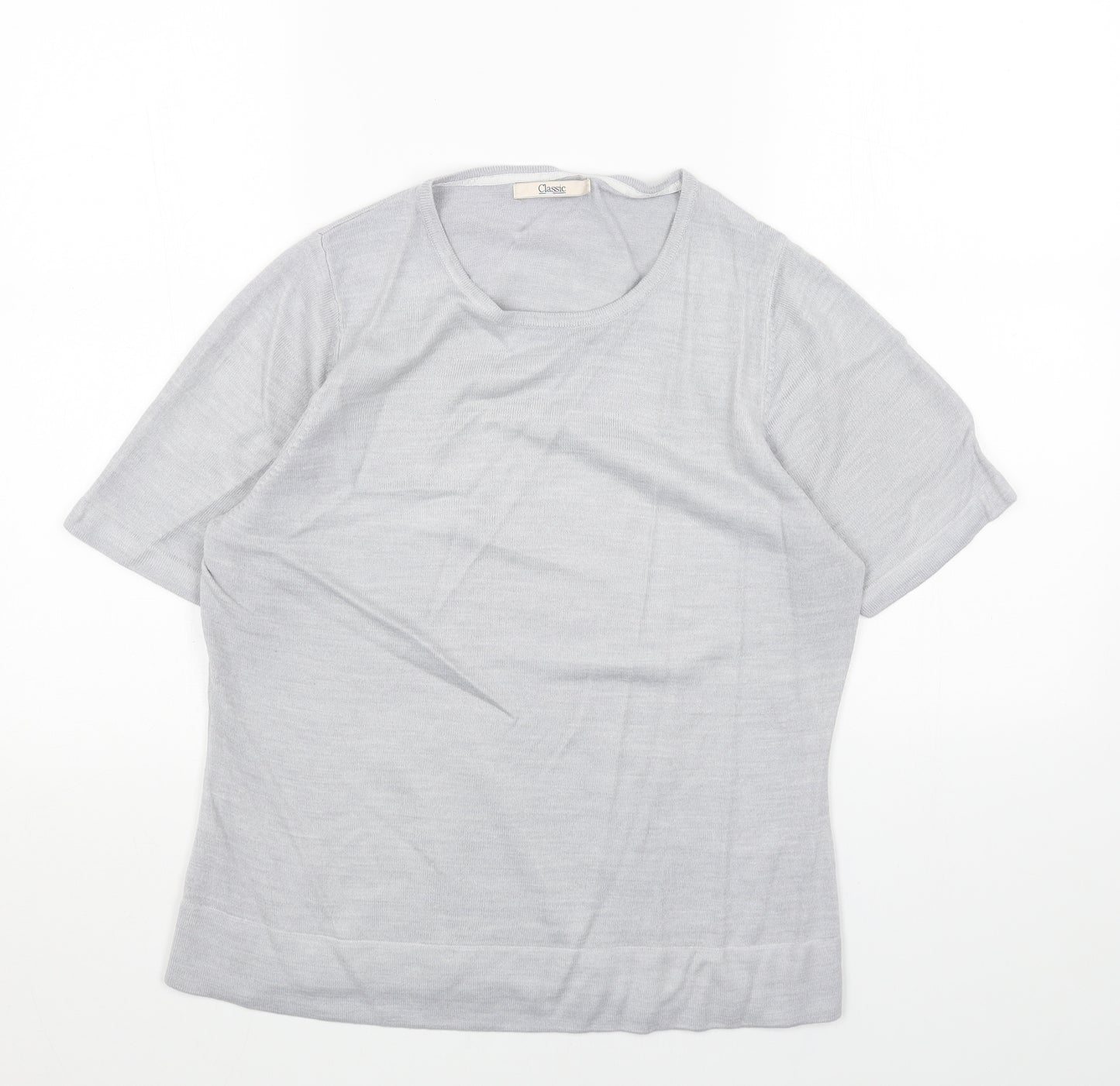 Marks and Spencer Womens Grey Round Neck Acrylic Pullover Jumper Size 14