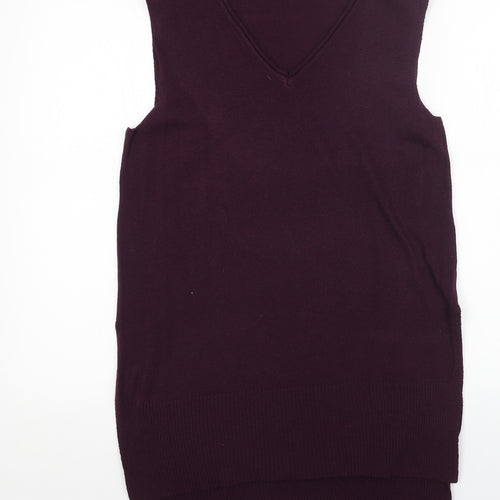 Laura Scott Womens Purple V-Neck Acrylic Vest Jumper Size 10