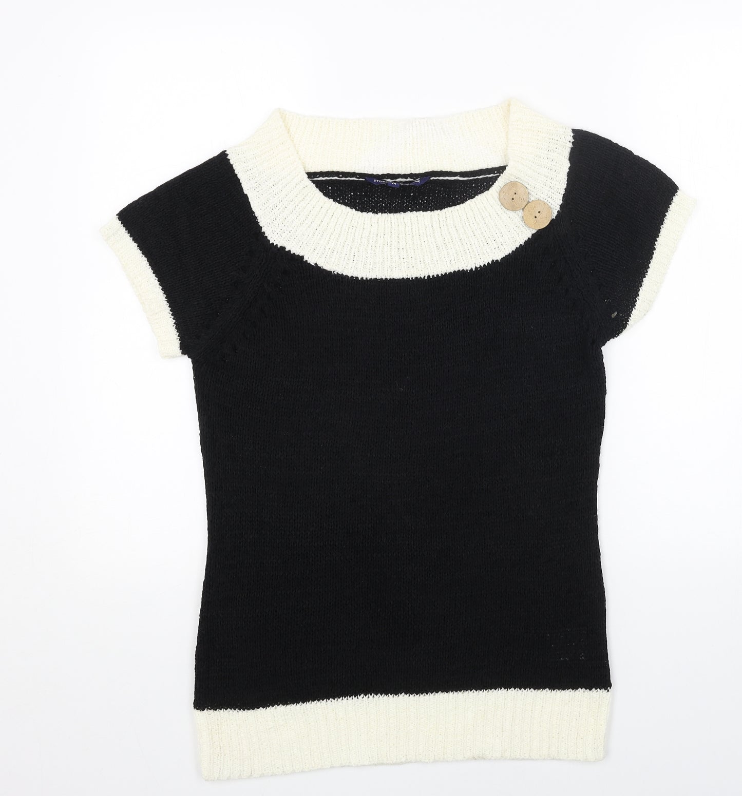 Store Twenty One Womens Black Boat Neck Acrylic Pullover Jumper Size 14