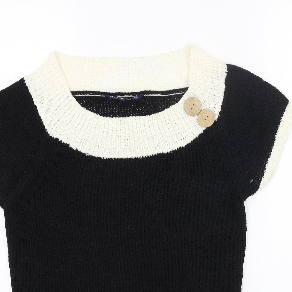 Store Twenty One Womens Black Boat Neck Acrylic Pullover Jumper Size 14
