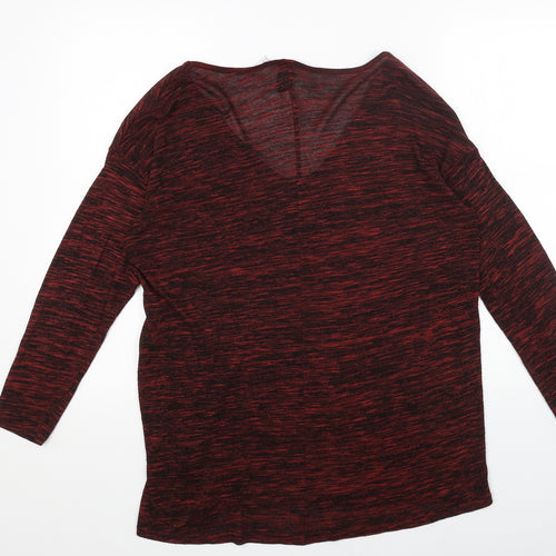 H&M Womens Red V-Neck Acrylic Pullover Jumper Size M