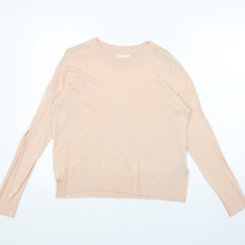 H&M Womens Pink Round Neck Acrylic Pullover Jumper Size S