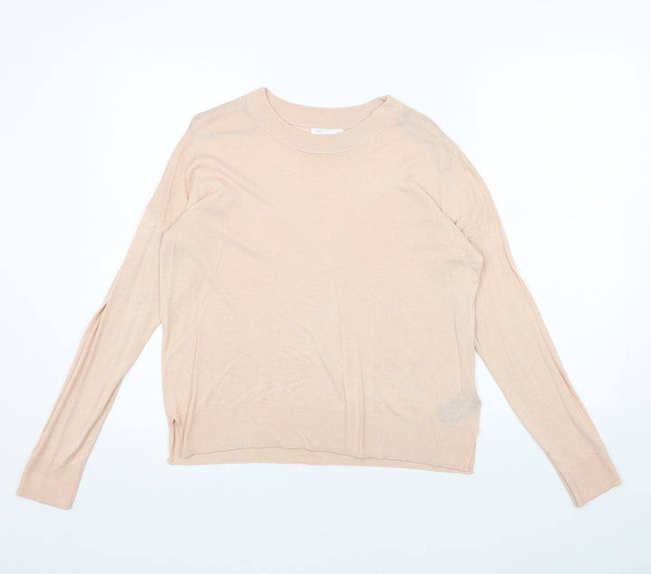 H&M Womens Pink Round Neck Acrylic Pullover Jumper Size S