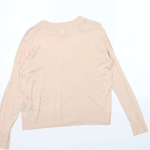 H&M Womens Pink Round Neck Acrylic Pullover Jumper Size S